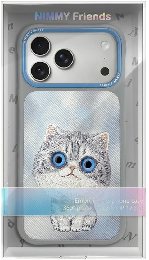 Dėklas NIMMY case BIG EYED Sidabrinis SHADED CAT for IPHONE 18 Pro/17 Pro pilkas