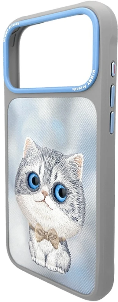 Dėklas NIMMY case BIG EYED Sidabrinis SHADED CAT for IPHONE 18 Pro/17 Pro pilkas