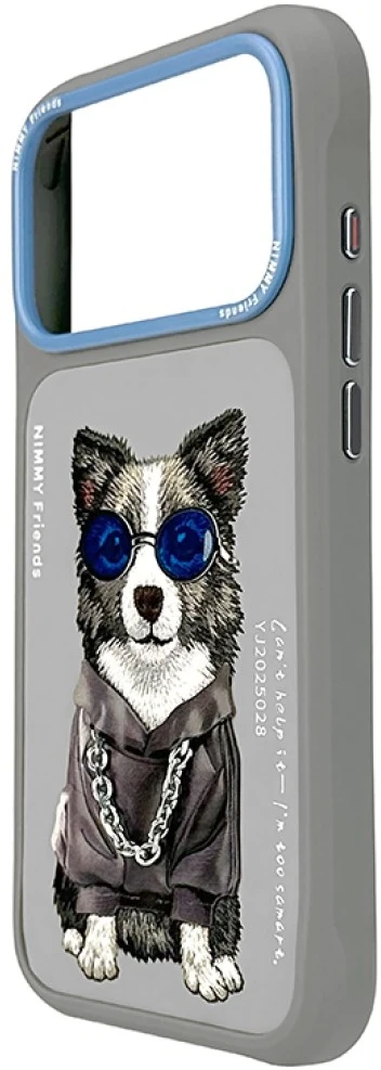 Dėklas NIMMY case GLASSES COOL DOG for IPHONE 18 Pro Max/17 Pro Max pilkas