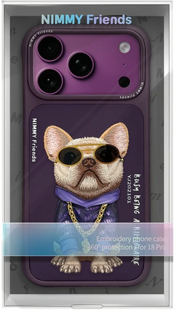 Dėklas NIMMY case GLASSES COOL DOG for IPHONE 18 Pro/17 Pro violetinė