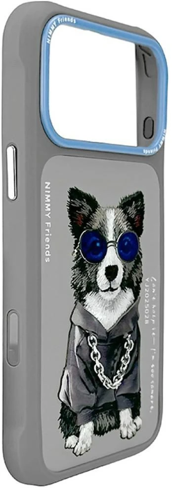 Dėklas NIMMY case GLASSES COOL DOG for IPHONE 18 Pro/17 Pro pilkas