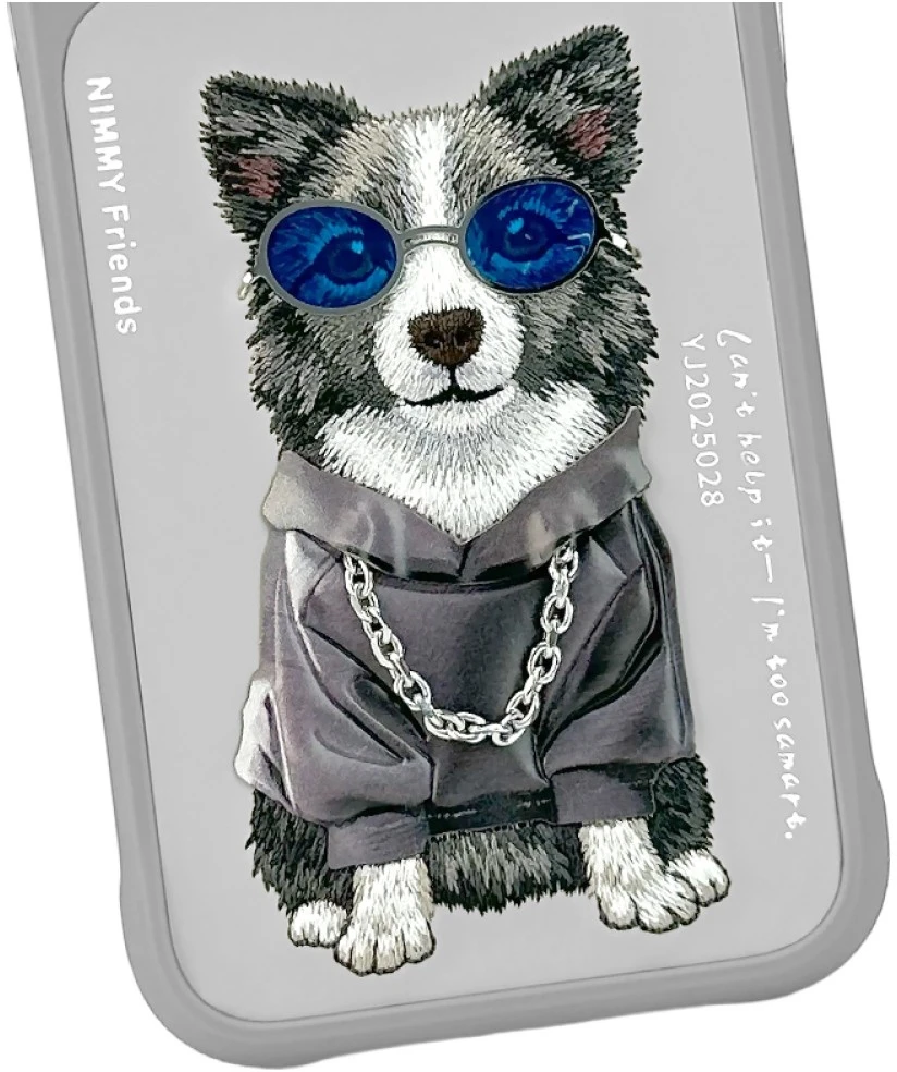 Dėklas NIMMY case GLASSES COOL DOG for IPHONE 18 Pro Max/17 Pro Max pilkas