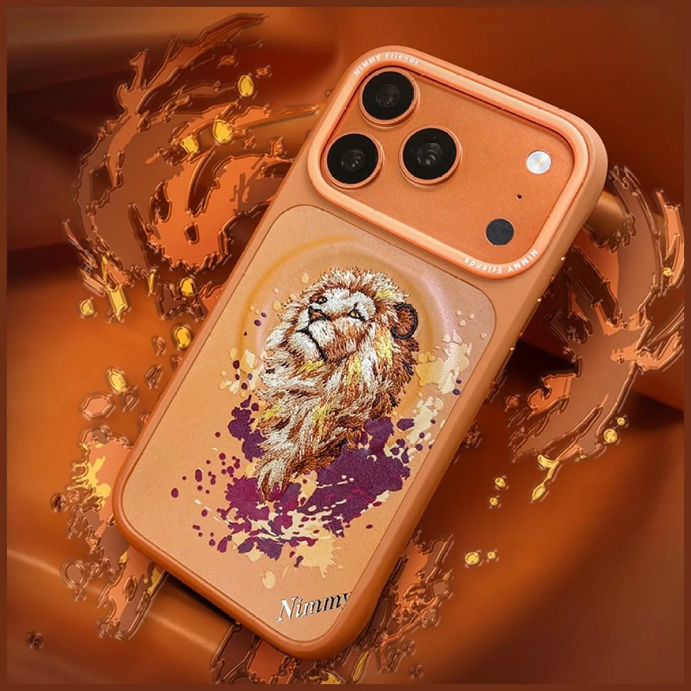 Dėklas NIMMY case LION compatible with MagSafe for IPHONE 18 Pro Max/17 Pro Max oranžinis