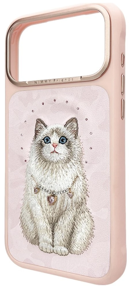 Dėklas NIMMY case LUCKY FASHION CAT compatible with MagSafe for IPHONE 18 Pro/17 Pro pink