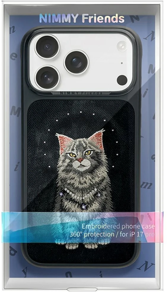 Dėklas NIMMY case LUCKY FASHION CAT compatible with MagSafe for IPHONE 18 Pro Max/17 Pro Max juodas