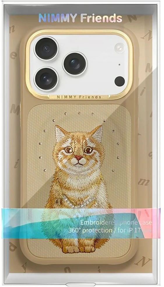 Dėklas NIMMY case LUCKY FASHION CAT compatible with MagSafe for IPHONE 18 Pro Max/17 Pro Max ruda