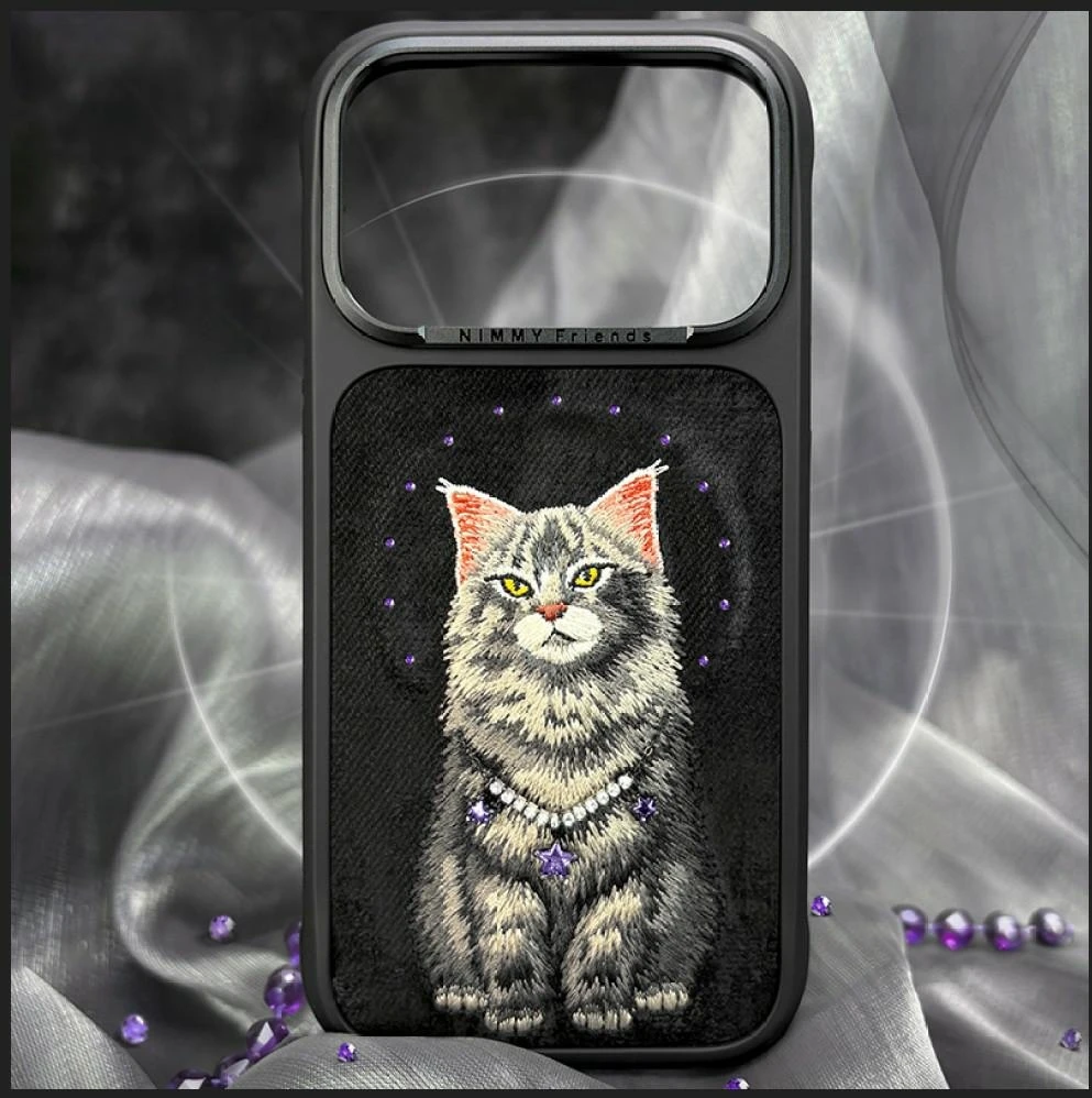 Dėklas NIMMY case LUCKY FASHION CAT compatible with MagSafe for IPHONE 18 Pro Max/17 Pro Max juodas
