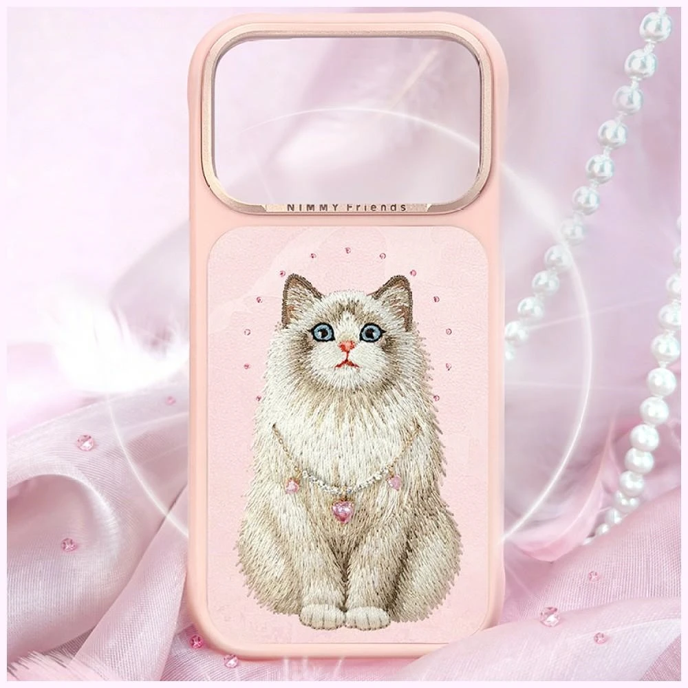 Dėklas NIMMY case LUCKY FASHION CAT compatible with MagSafe for IPHONE 18 Pro Max/17 Pro Max pink
