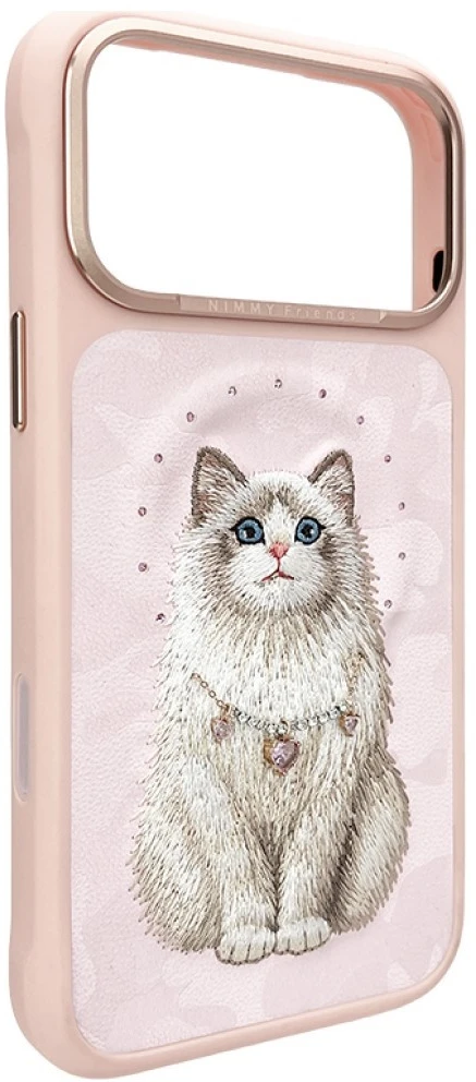 Dėklas NIMMY case LUCKY FASHION CAT compatible with MagSafe for IPHONE 18 Pro/17 Pro pink
