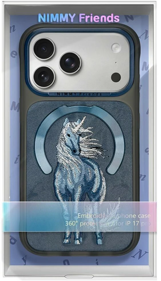 Dėklas NIMMY case MAGNETIC FANTASY ANIMAL UNICORN compatible with MagSafe for IPHONE 18 Pro/17 Pro mėlynas