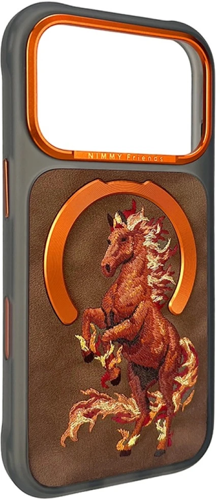 Dėklas NIMMY case MAGNETIC FANTASY ANIMAL HORSE compatible with MagSafe for IPHONE 18 Pro Max/17 Pro Max oranžinis