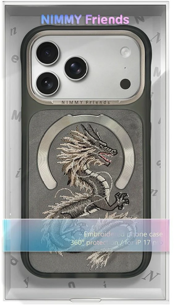 Dėklas NIMMY case MAGNETIC FANTASY ANIMAL DRAGON compatible with MagSafe for IPHONE 18 Pro Max/17 Pro Max pilkas