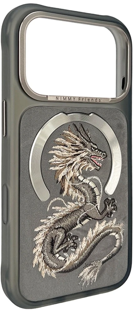 Dėklas NIMMY case MAGNETIC FANTASY ANIMAL DRAGON compatible with MagSafe for IPHONE 18 Pro Max/17 Pro Max pilkas