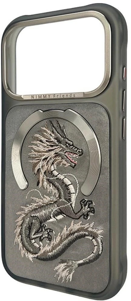 Dėklas NIMMY case MAGNETIC FANTASY ANIMAL DRAGON compatible with MagSafe for IPHONE 18 Pro/17 Pro pilkas