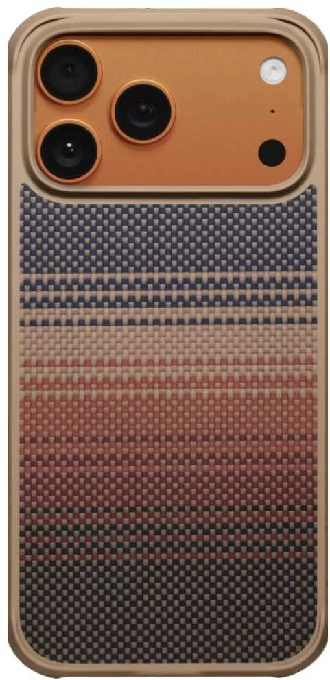 „Pitaka Aramid ProGuard“ dėklas, skirtas „Apple iPhone 17 Pro Max“, saulėlydžio spalvos