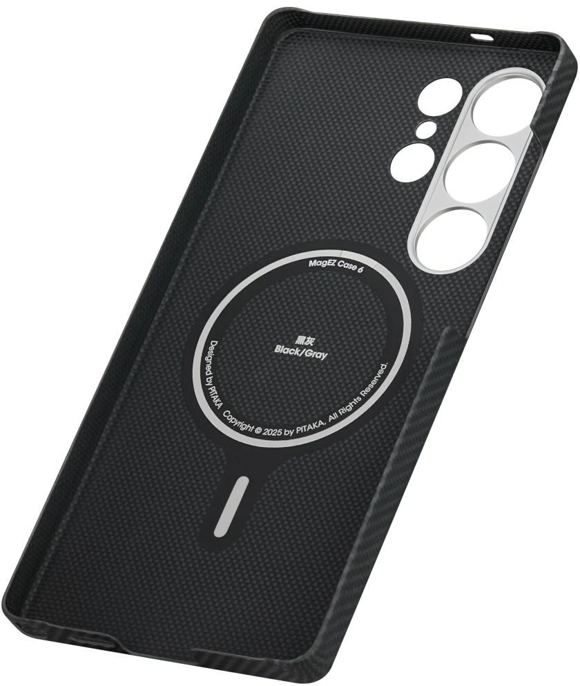 Dėklas PITAKA Cairn Case MagSafe skirtas Samsung Galaxy S25 Ultra juodai pilkas