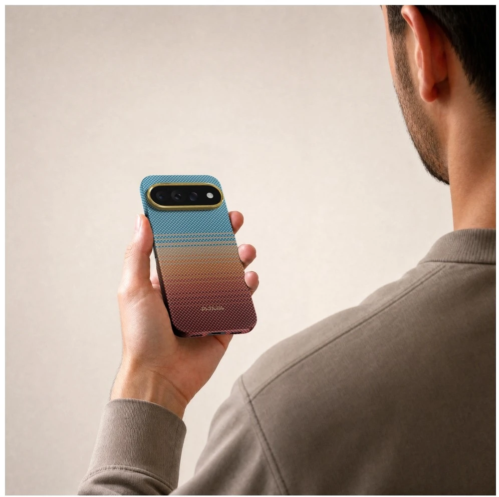 Dėklas PITAKA California Dream 01 Edge Case skirtas Google Pixel 11 Pro XL saulėlydžio spalvos