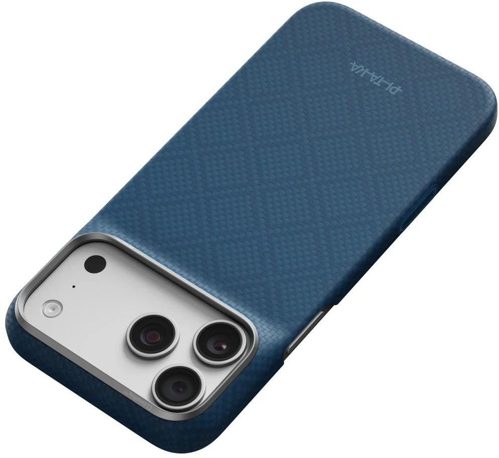 Dėklas PITAKA Edge Argyle MagSafe dėklas, skirtas iPhone 18 Pro Max / 17 Pro Max, vidurnakčio mėlyna