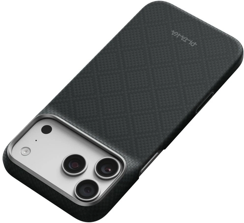 Dėklas PITAKA Edge Argyle MagSafe, skirtas iPhone 18 Pro Max / 17 Pro Max, bazalto juodas