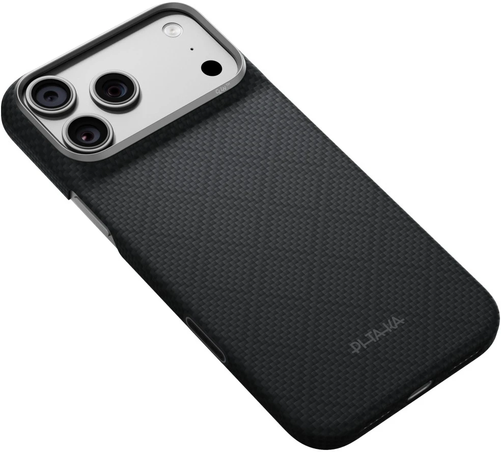 Dėklas PITAKA Edge Argyle MagSafe, skirtas iPhone 18 Pro Max / 17 Pro Max, bazalto juodas