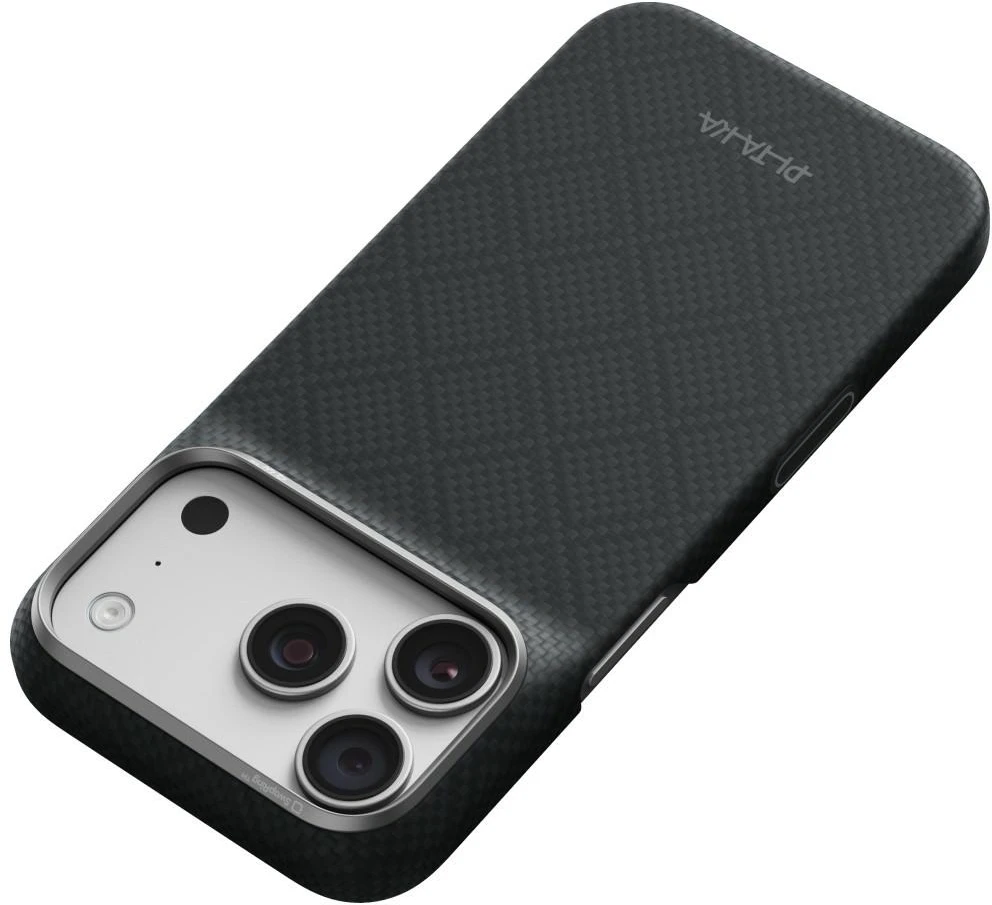 Dėklas PITAKA Edge Argyle MagSafe, skirtas iPhone 18 Pro / 17 Pro, bazalto juodas