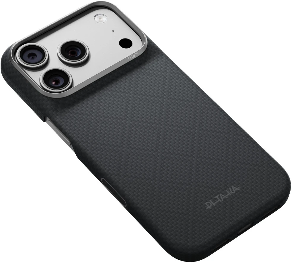 Dėklas PITAKA Edge Argyle MagSafe, skirtas iPhone 18 Pro / 17 Pro, bazalto juodas