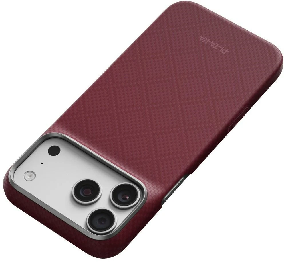 PITAKA Edge Case Argyle MagSafe dėklas, skirtas iPhone 18 Pro Max / 17 Pro Max, bordo spalvos