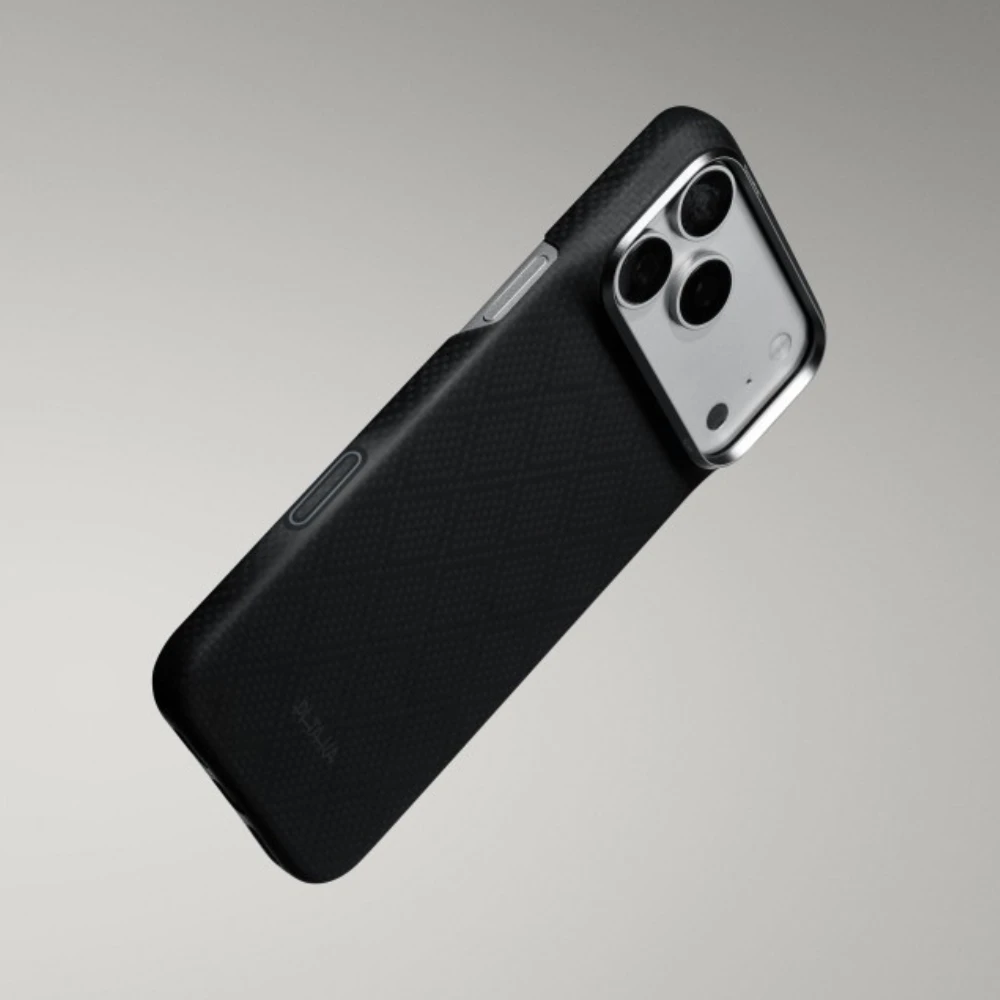 Dėklas PITAKA Edge Argyle MagSafe, skirtas iPhone 18 Pro Max / 17 Pro Max, bazalto juodas