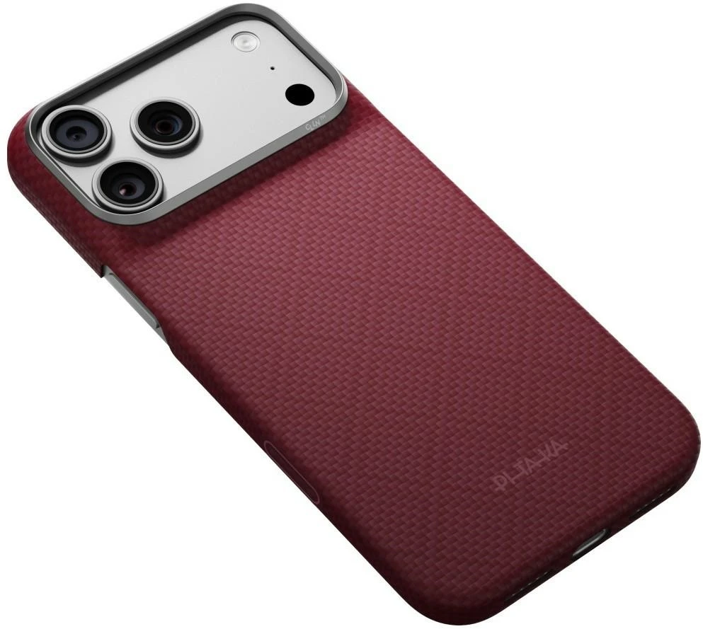 PITAKA Edge Case Argyle MagSafe dėklas, skirtas iPhone 18 Pro Max / 17 Pro Max, bordo spalvos