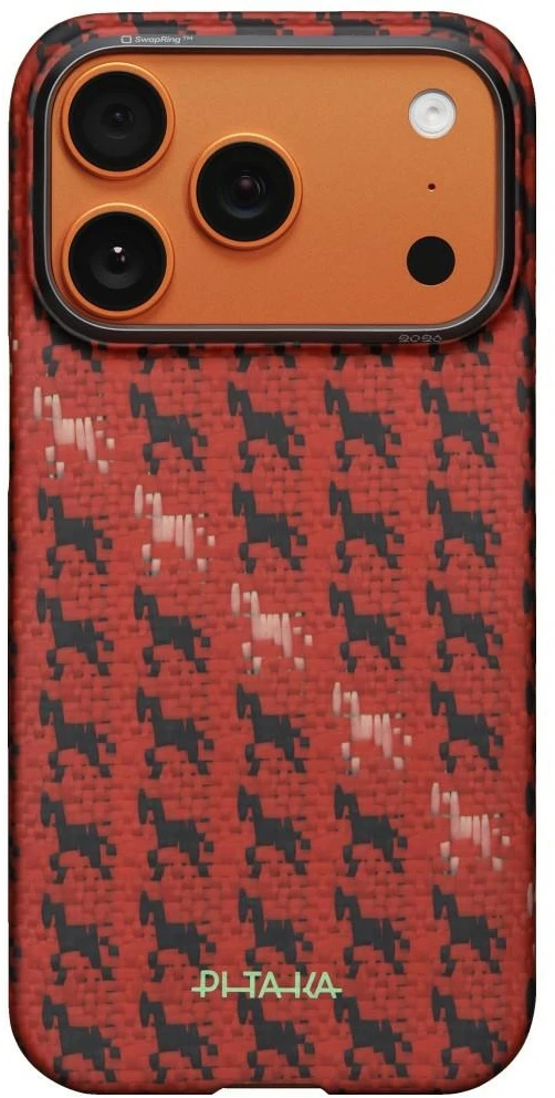 Dėklas PITAKA Edge Case Happiness Rides In do iPhone 17 Pro cinnabar steed