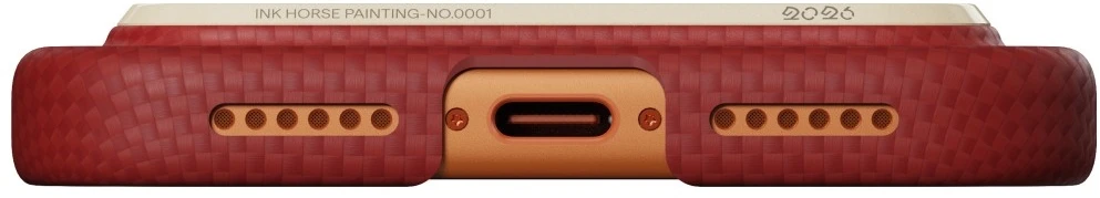 Dėklas PITAKA Edge Case Ink Horse Painting iPhone 17 Pro Max cinnabar