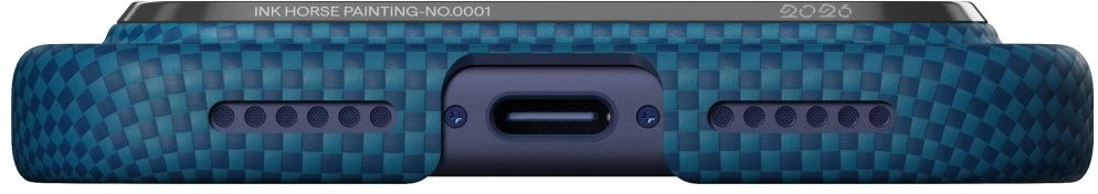 Dėklas PITAKA Edge Case Ink Horse Painting iPhone 17 Pro azure žalias