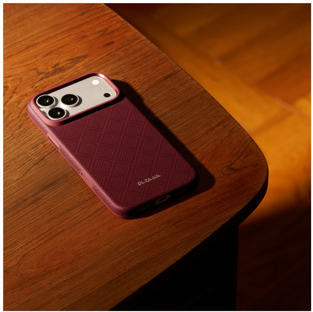 Dėklas PITAKA Summa Case, skirtas iPhone 18 Pro Max / 17 Pro Max, bordo spalvos