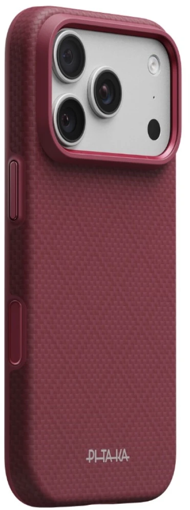 Dėklas PITAKA Summa Case, skirtas iPhone 18 Pro / 17 Pro, bordo spalvos