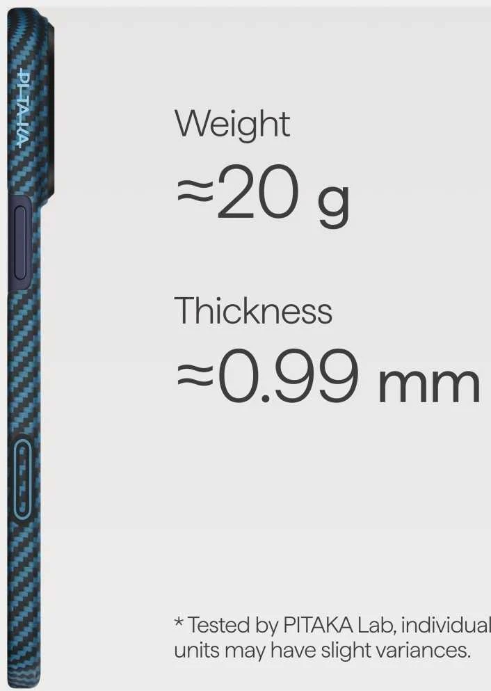 Dėklas Pitaka Ultra Slim Case Apple iPhone 17 Pro, mėlynas