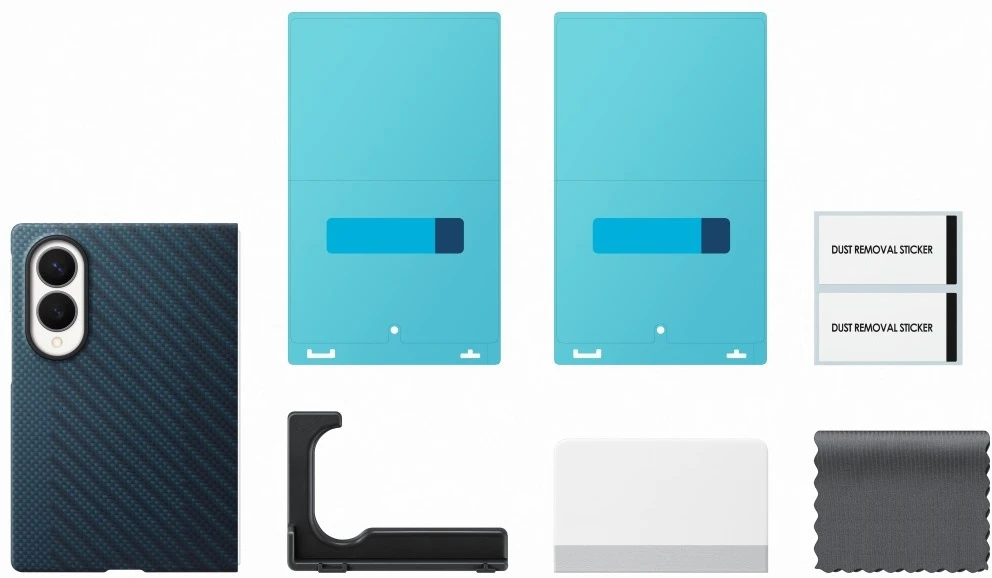Dėklas KF971SNE anglies pluošto magnetas „Samsung Galaxy Fold 8“, tamsiai mėlynas