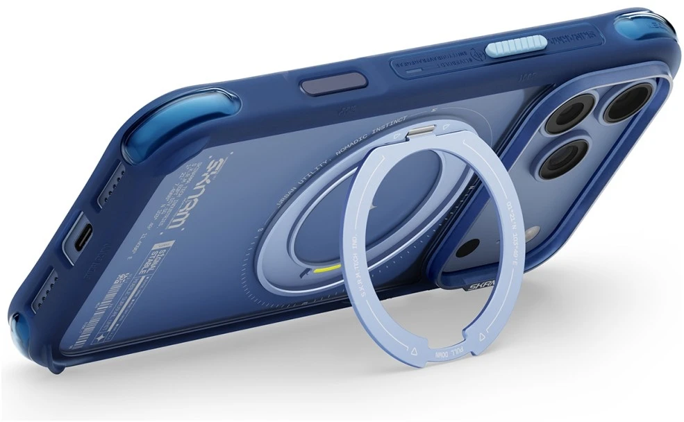 Dėklas Skinarma Atlas MagSafe + Rotating Kick Stand do iPhone 18 Pro Max / 17 Pro Max mėlyna