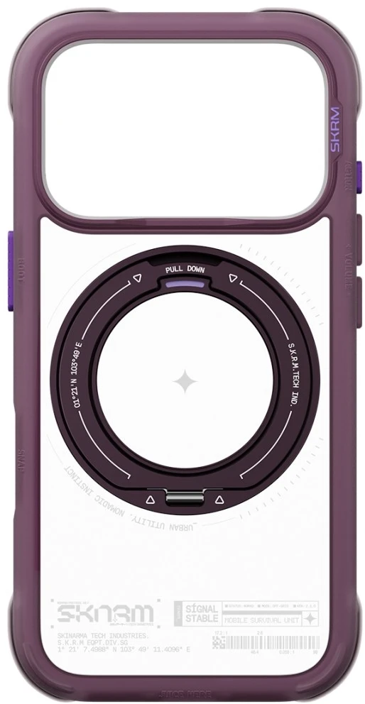 Dėklas Skinarma Atlas MagSafe + Rotating Kick Stand do iPhone 18 Pro / 17 Pro bordo spalvos