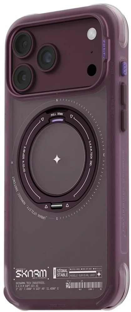 Dėklas Skinarma Atlas MagSafe + Rotating Kick Stand do iPhone 18 Pro Max / 17 Pro Max bordo spalvos