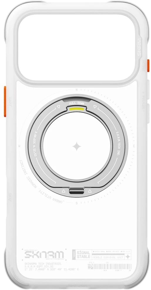 Dėklas Skinarma Atlas MagSafe + Rotating Kick Stand do iPhone 18 Pro Max / 17 Pro Max balta