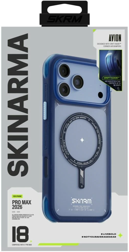 Dėklas Skinarma Avion MagSafe do iPhone 18 Pro Max / 17 Pro Max mėlyna