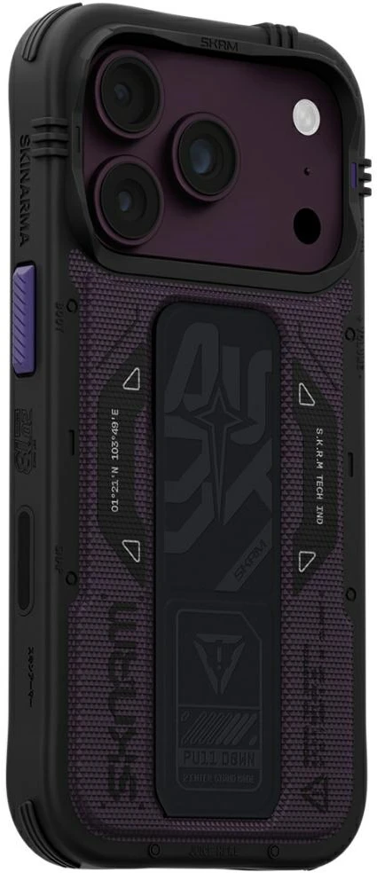 Dėklas Case Skinarma Phantom MagSafe + Grip Stand for iPhone 18 Pro / 17 Pro burgundy