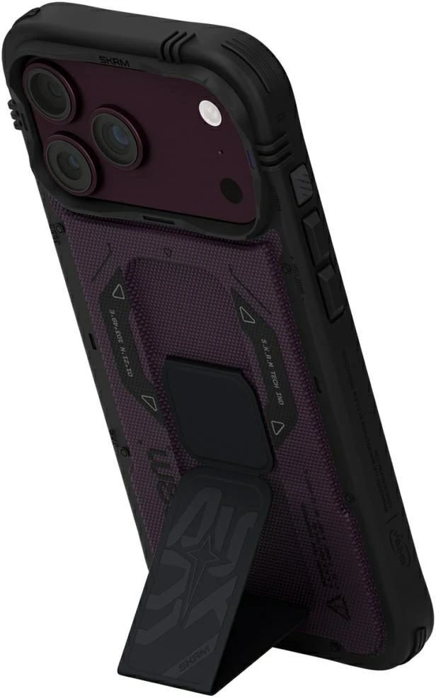 Dėklas Case Skinarma Phantom MagSafe + Grip Stand for iPhone 18 Pro / 17 Pro burgundy