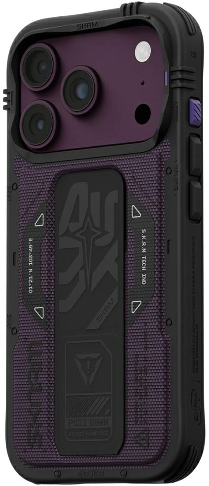 Dėklas Case Skinarma Phantom MagSafe + Grip Stand for iPhone 18 Pro / 17 Pro burgundy