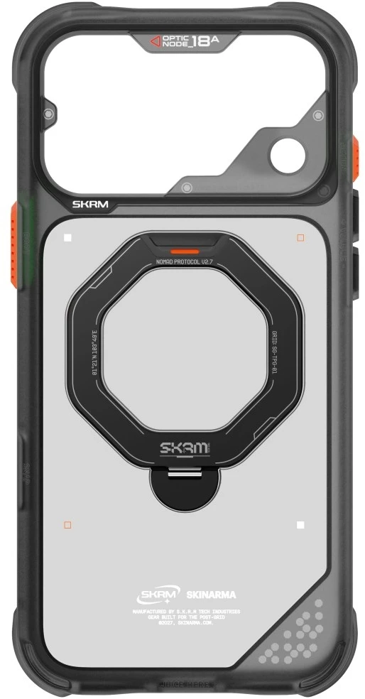 Dėklas Skinarma Saturn MagSafe + Rotating Kick Stand do iPhone 18 Pro Max / 17 Pro Max juoda