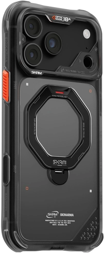 Dėklas Skinarma Saturn MagSafe + Rotating Kick Stand do iPhone 18 Pro Max / 17 Pro Max juoda