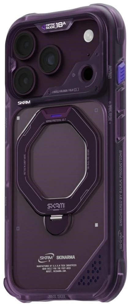 Dėklas Case Skinarma Saturn MagSafe + Rotating Kick Stand for iPhone 18 Pro / 17 Pro burgundy