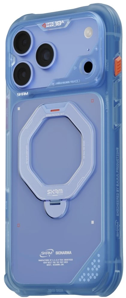 Dėklas Skinarma Saturn MagSafe + Rotating Kick Stand do iPhone 18 Pro Max / 17 Pro Max mėlyna