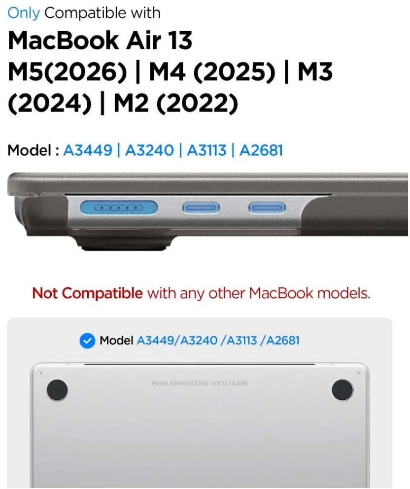 SPIGEN AIRSKIN MACBOOK AIR 13 M2-M5 2023-2026 FROST Juodas