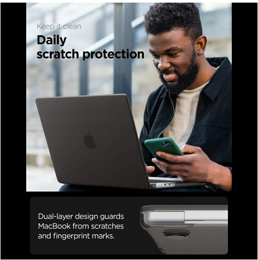 SPIGEN AIRSKIN MACBOOK PRO 14 M1-M5 PRO / M5 PRO MAX 2021-2026 FROST Juodas